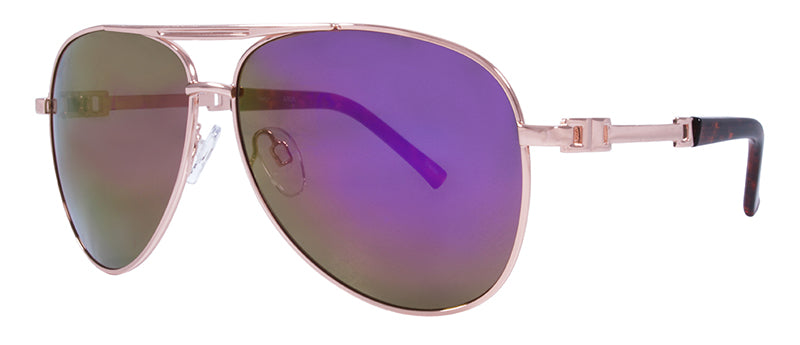 Gloss Rose Gold + Demi Temple Tips / Smoke + Purple Pink Mirror
