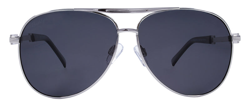 Gloss Silver + Black Temple Tips / Smoke