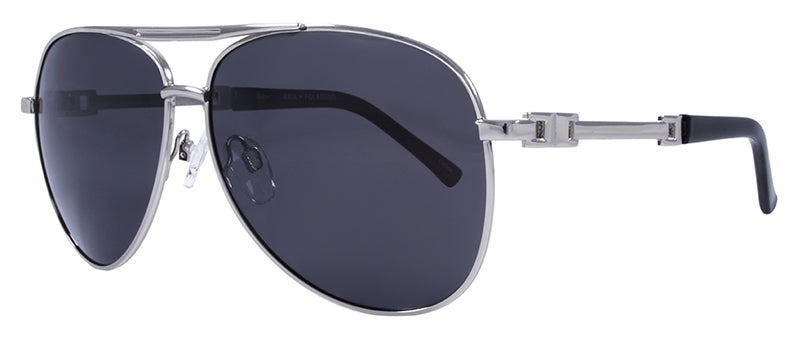 Gloss Silver + Black Temple Tips / Smoke