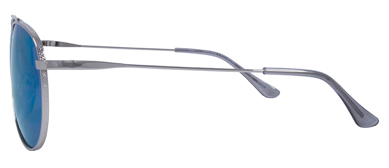 Gloss Silver + Crystal Grey Temple Tips / Smoke + Ice Blue Mirror
