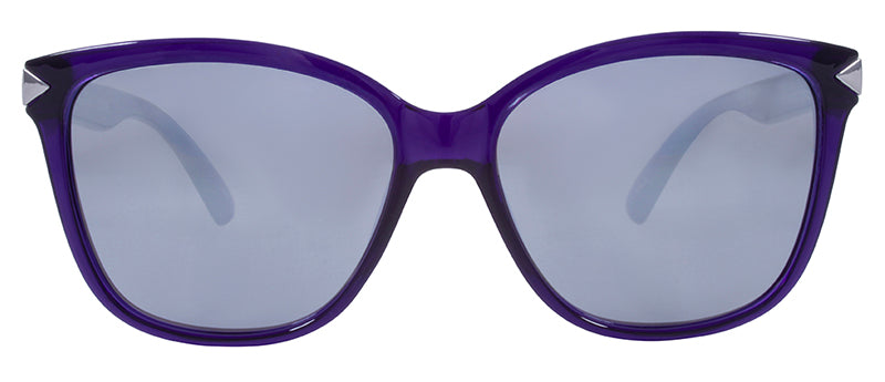 Gloss Crystal Dark Blue + Silver Accent / Smoke + Silver Flash Mirror
