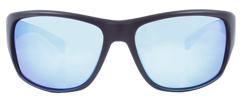 Matte Black + Blue Rubber / Smoke + Ice Blue Mirror
