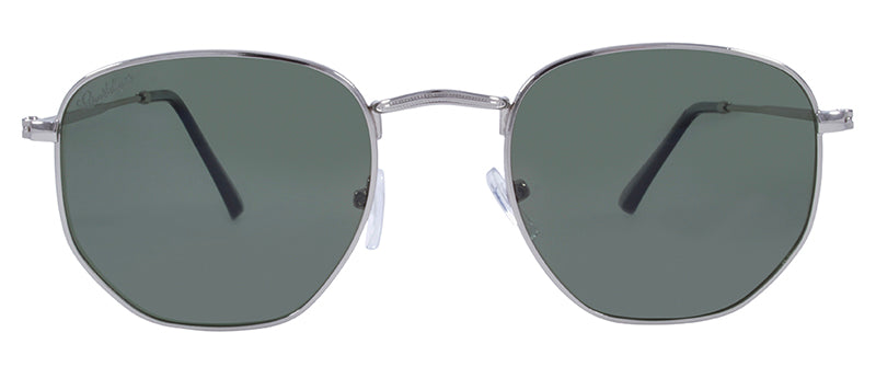 Gloss Silver + Black Temple Tips / Green
