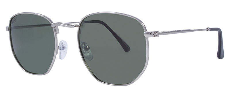 Gloss Silver + Black Temple Tips / Green
