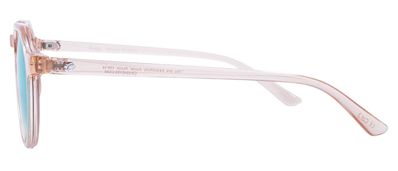 Gloss Crystal Champagne / Smoke + Rose Gold Mirror
