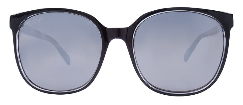 Gloss Crystal Clear Inlay + Black Front Spray + Silver Metal / Smoke + Silver Flash Mirror