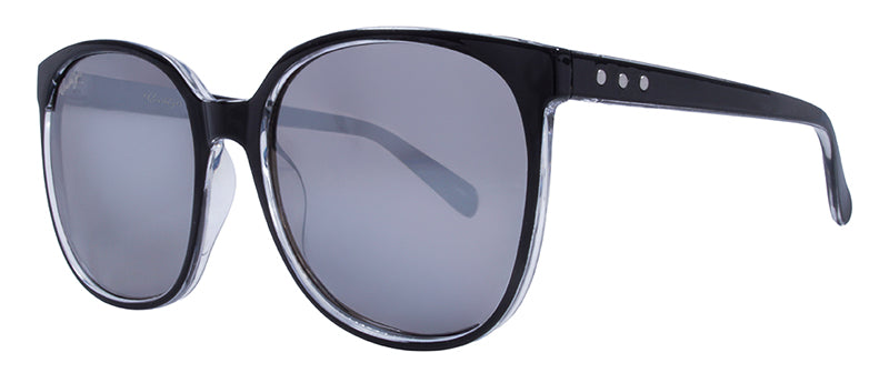 Gloss Crystal Clear Inlay + Black Front Spray + Silver Metal / Smoke + Silver Flash Mirror