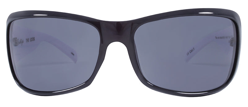 Gloss Black + White Temples / Smoke