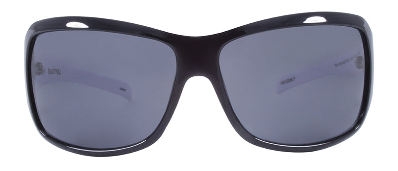 Gloss Black Front + White Temples / Smoke

