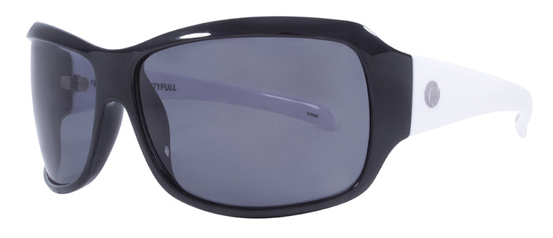 Gloss Black Front + White Temples / Smoke
