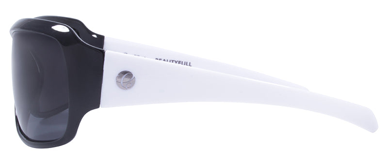 Gloss Black Front + White Temples / Smoke
