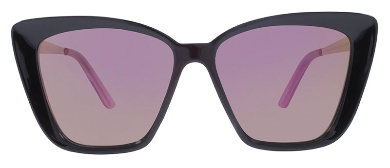 Gloss Black + Silver Temples / Smoke + Purple Pink Mirror

