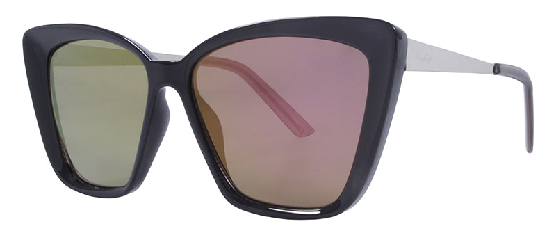 Gloss Black + Silver Temples / Smoke + Purple Pink Mirror

