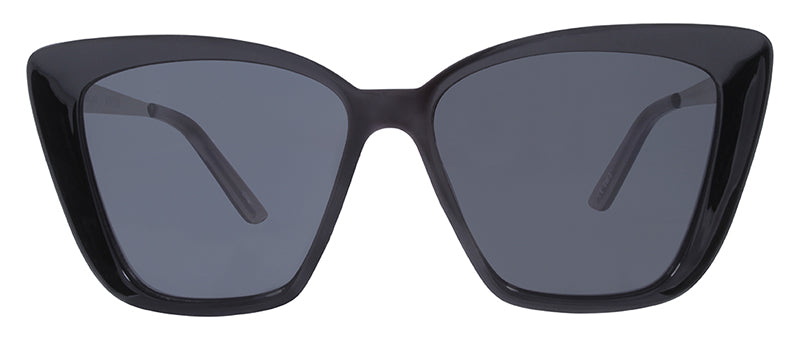 Gloss Black + Silver Temples + Dark Transparent Grey Tips / Smoke
