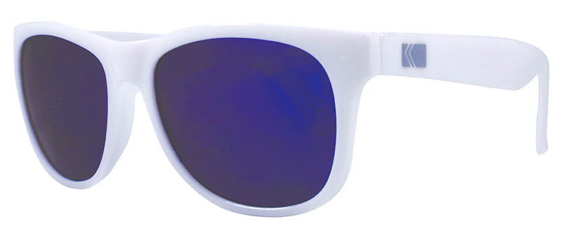 Gloss White / Smoke + Blue Mirror
