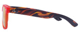 Matte Crystal Orange + Orange Flames Temple / Smoke + Red Revo Mirror