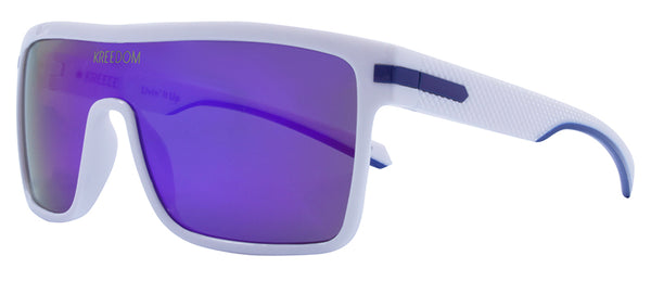 Gloss White + Blue Purple Temple / Smoke + Blue Purple Revo Mirror