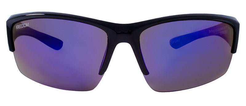 Gloss Black / Smoke + Blue Mirror