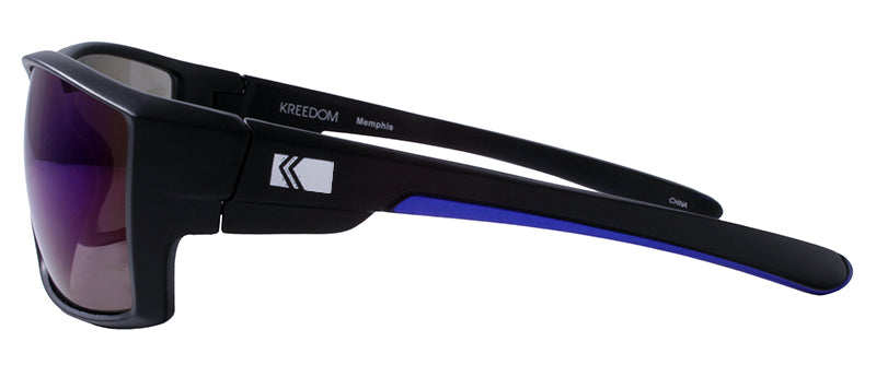 Matte Black + Blue Rubber / Smoke + Mid Blue Mirror