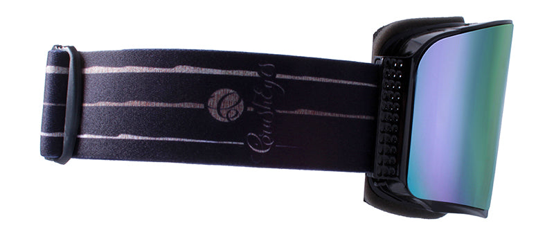 Gloss Black / Smoke + Rose Gold Mirror - Strap: Black/Three Rose Gold Pinstripe