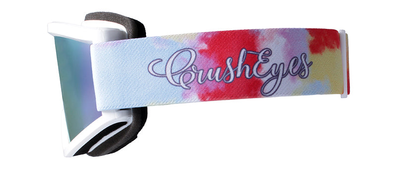 Gloss White / Smoke + Rose Gold Mirror - Strap: Colorful Clouds