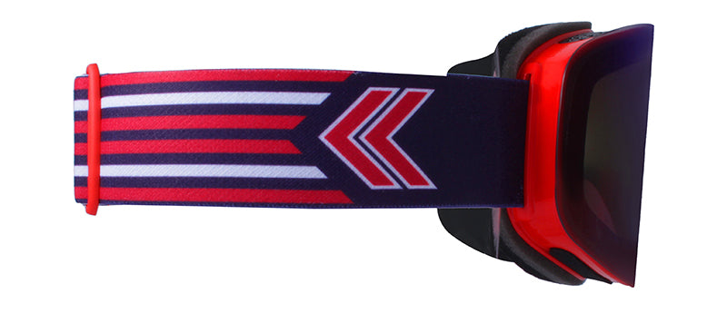 Gloss Red / Smoke + Blue Mirror - Strap: Patriot