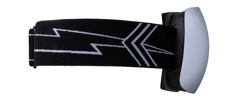 Matte Black / Smoke + Silver Mirror - Strap: Lightning Bolt