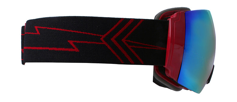 Gloss Red / Smoke + Red Mirror - Strap: Lightning Bolt