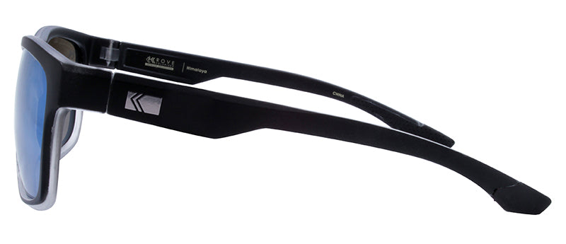 Matte Black Crystal / Black Rubber Temple Tip / Ice White Revo Mirror

