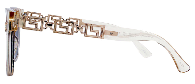 Gloss Trans. Light Brown / Gold Metal Temple / Brown