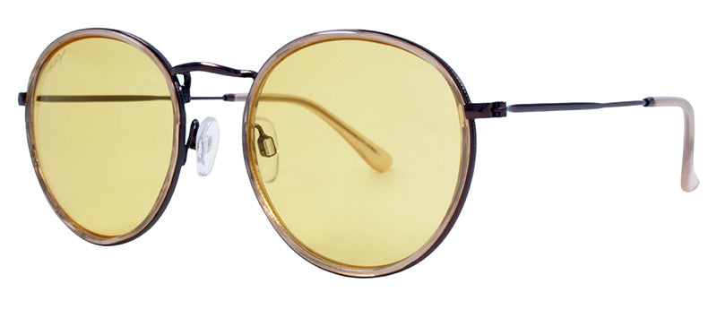 Gloss Trans. Light Brown + Copper Metal Frame / Gloss Trans. Brown Rubber Tip / Yellow