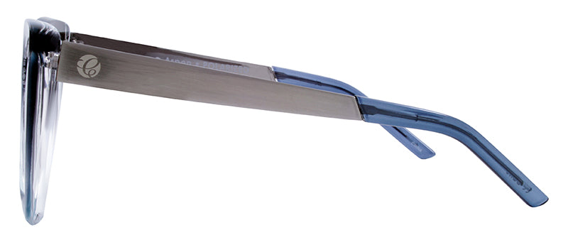 Gloss Trans. Dark Blue Gradient to Light Blue / Brushed Light Gunmetal + Gloss Trans. Dark Blue Temple Tip / Gradient Smoke
