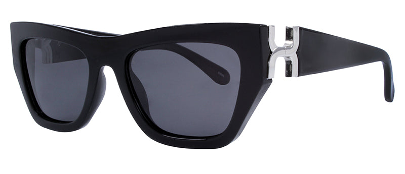 Gloss Black / Silver Metal Temple / Smoke