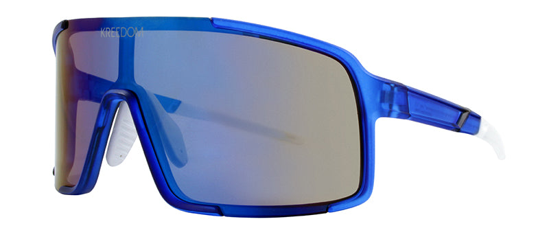 Matte Crystal Blue + White Rubber / Smoke + Ice Blue Mirror