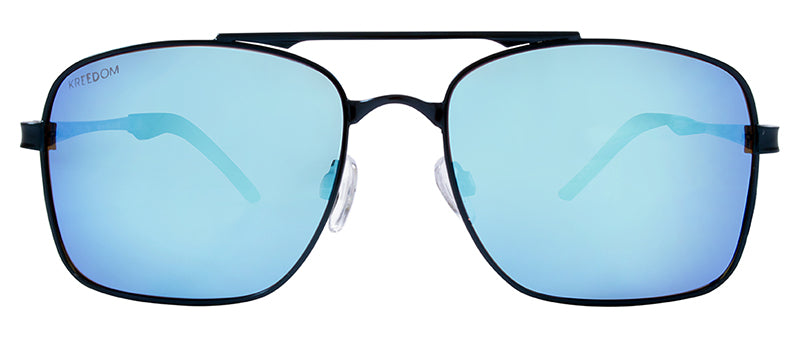 Matte Dark Blue / Black Rubber Tip / Smoke + Real Ice Blue Revo Mirror