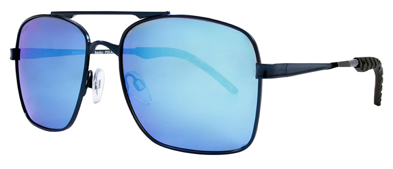 Matte Dark Blue / Black Rubber Tip / Smoke + Real Ice Blue Revo Mirror
