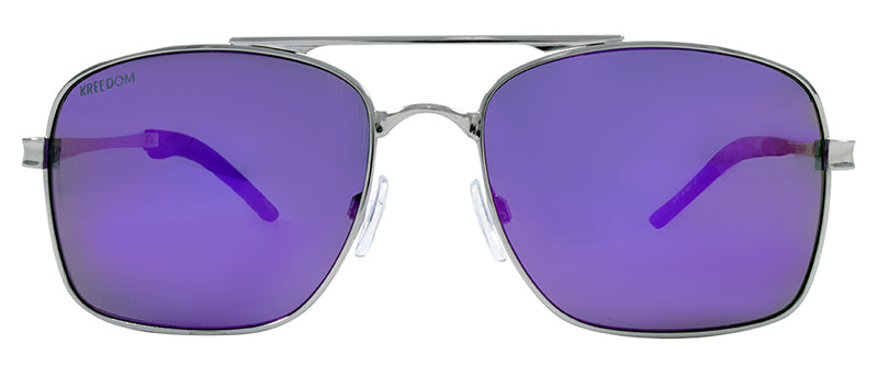 Gloss Silver / Black Rubber Tip / Smoke + Real Purple Revo Mirror