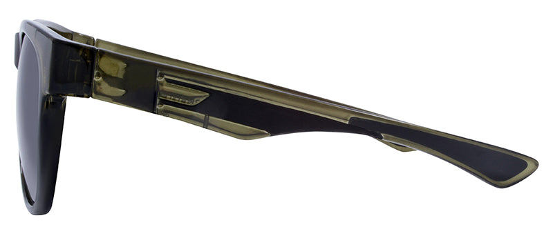Gloss Olive Green / Black Rubber Temple Tip / Smoke