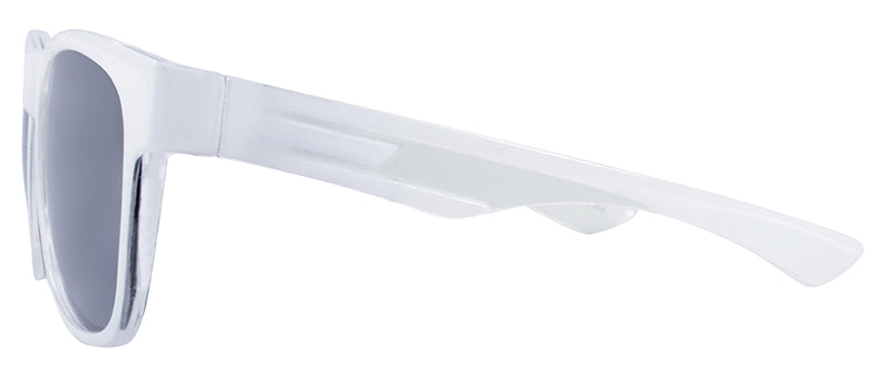 Gloss White / Gloss Crystal / White Rubber Temple Tip / Smoke + Silver Revo Mirror