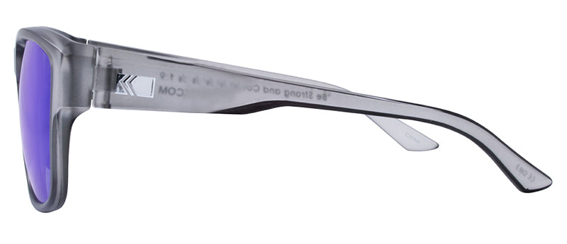 Matte Trans. Light Grey / Black Paint Temple / Smoke + Real Blue Revo Mirror