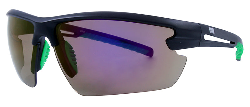 Matte Black + Green Rubber / Smoke + Purple Green Mirror