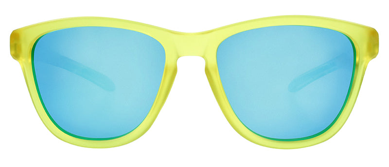 Matte Crystal Yellow + Light Blue Temple / Smoke + Blue White Revo Mirror