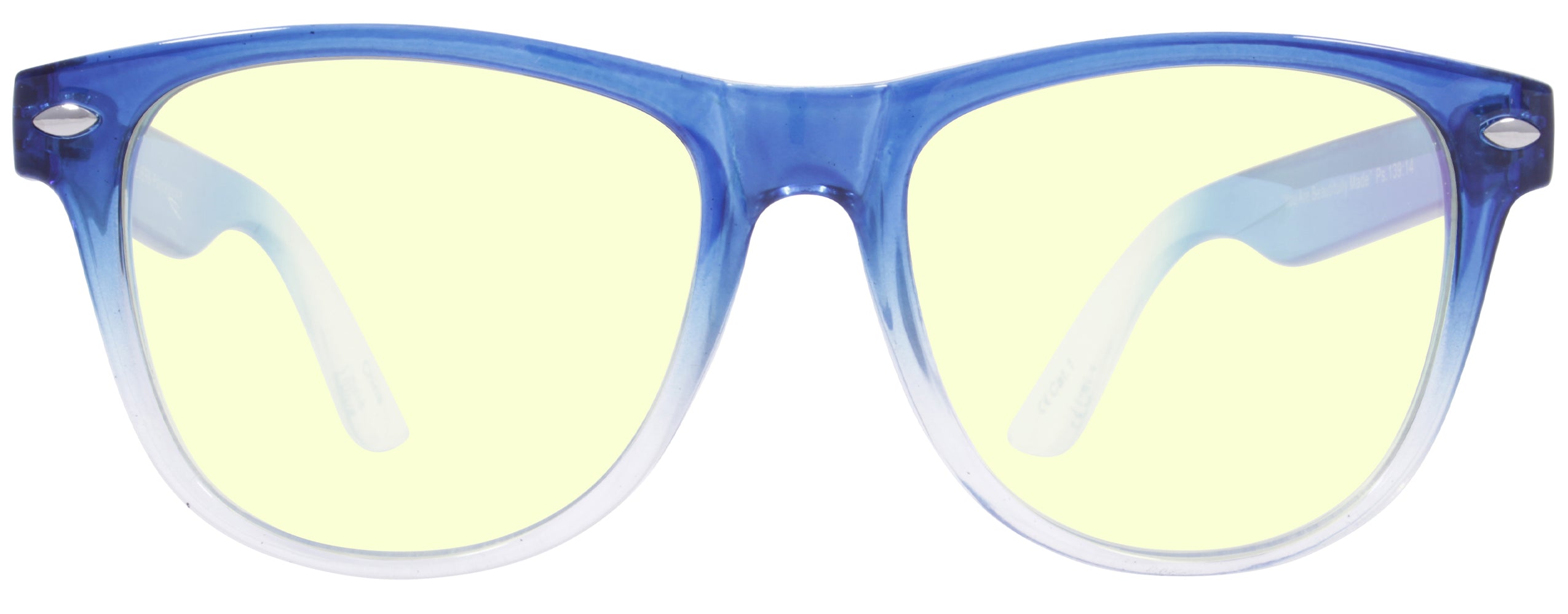 Gloss Crystal Light Blue fade to Clear - Lens: Blue Light - Temple Logo: Silver