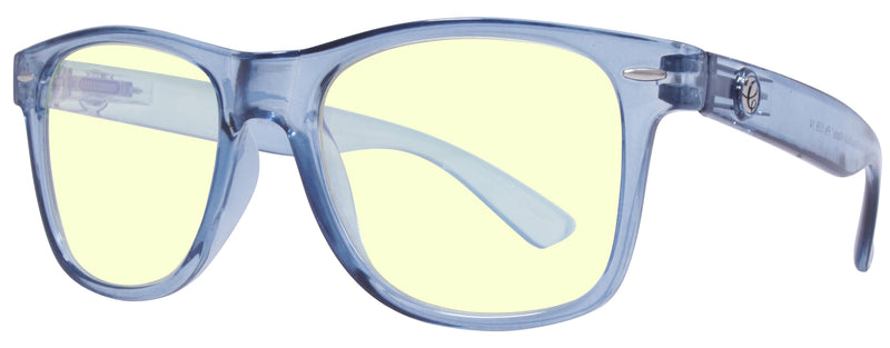 Gloss Crystal Blue Lens: Blue Light - Temple Logo: Silver..