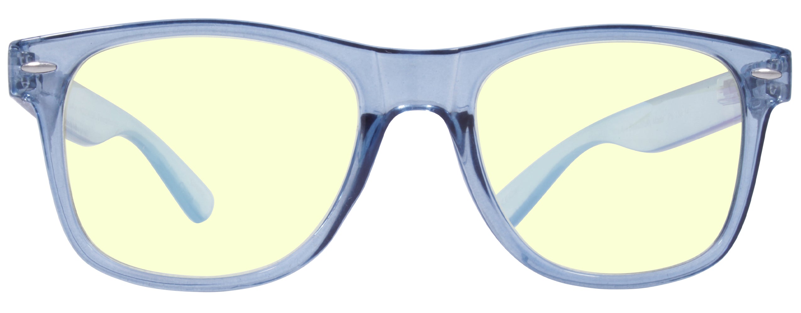 Gloss Crystal Blue Lens: Blue Light - Temple Logo: Silver..