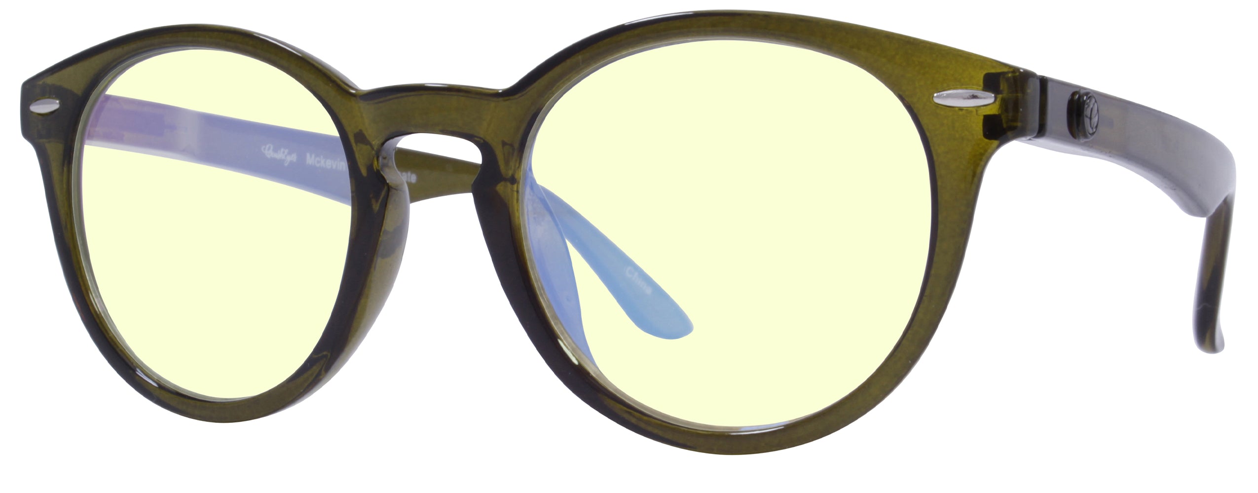 Gloss Crystal Olive - Lens: Blue Light - Temple Logo: Gunmetal