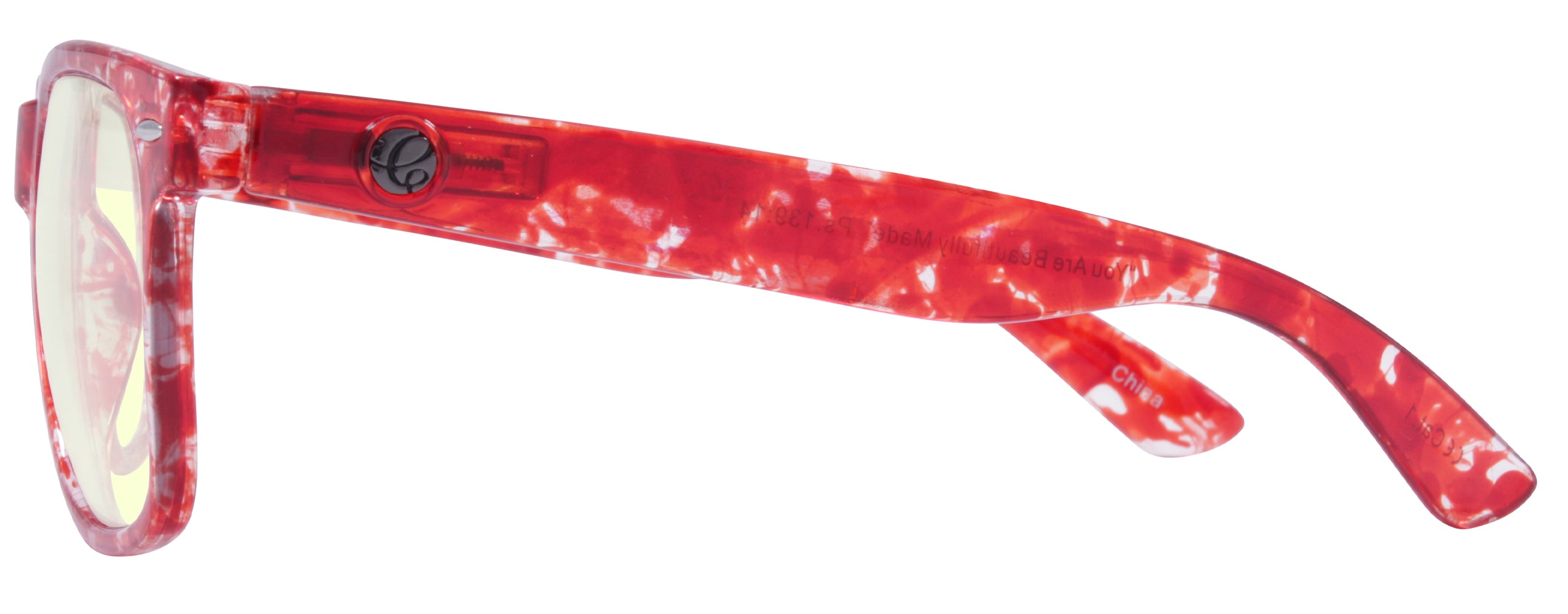 Gloss Red Demi - Lens: Blue Light - Temple Logo: Gunmetal..