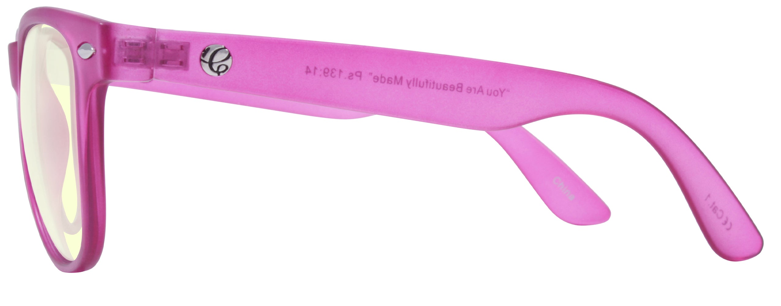 Matte Crystal Fushia - Lens: Blue Light - Temple Logo: Silver
