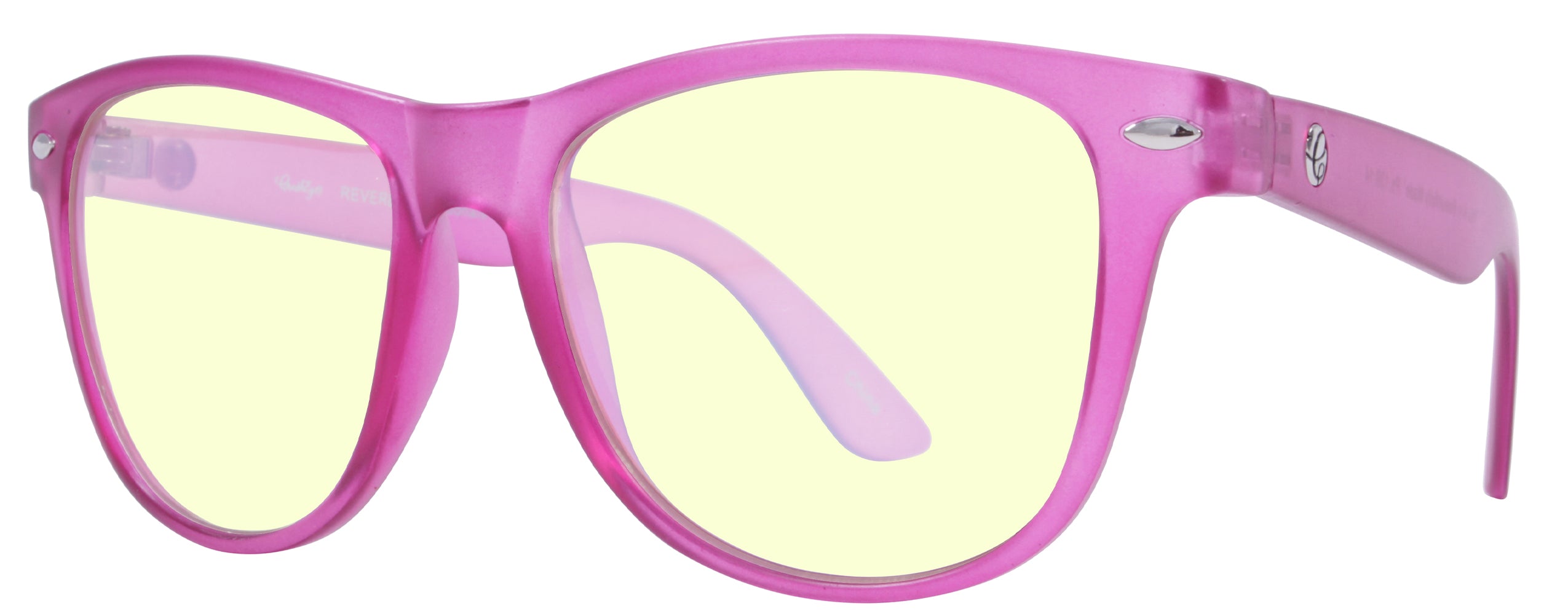 Matte Crystal Fushia - Lens: Blue Light - Temple Logo: Silver