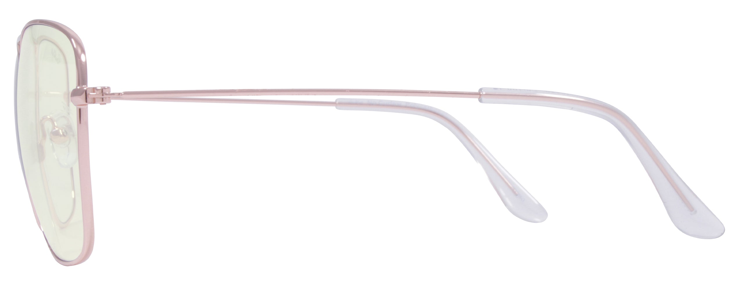 Rose Gold + Clear Temple Tips - Lens: Blue Light - Temple Logo Silver..